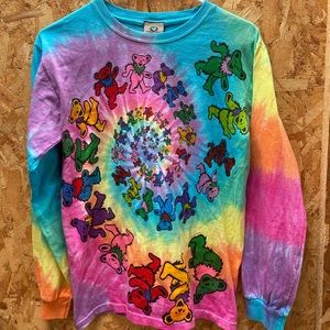 Vintage 90’s Liquid Blue Grateful Dead Spiral Bears Tie-Dye Long-Sleeve T-Shirt